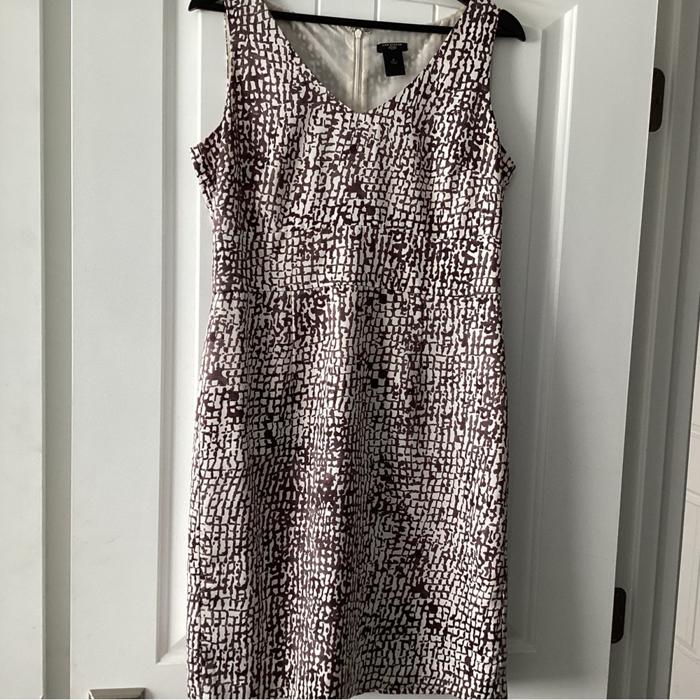 Ann Taylor Brown and White Patterned Dress